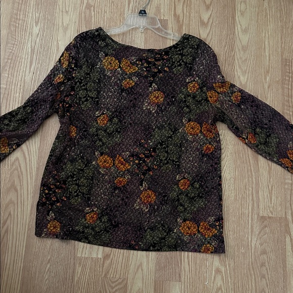 Susan Graver Multicolor Floral Long Sleeve Top - Picture 2 of 3